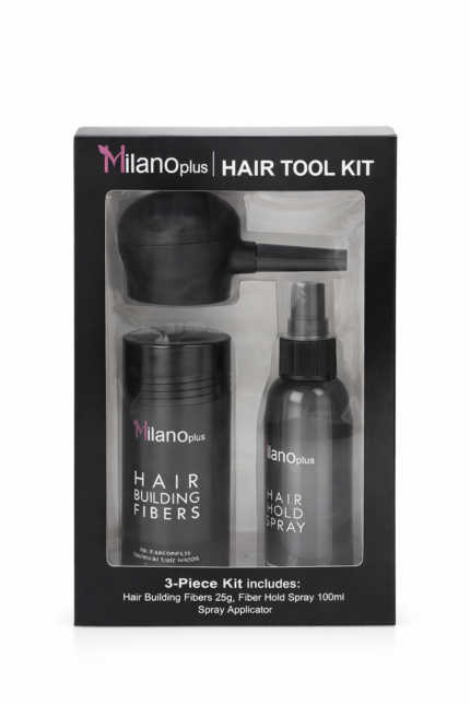 Milano Plus Hair Fiber Kit Dark Brown (3-Piece Set)